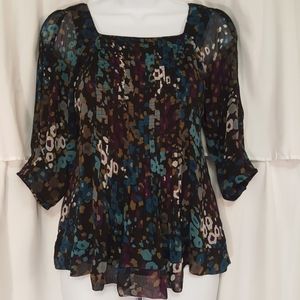 Trulli Pleated Abstract Blouse
